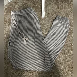 Light pink & grey striped jogger pajama pants